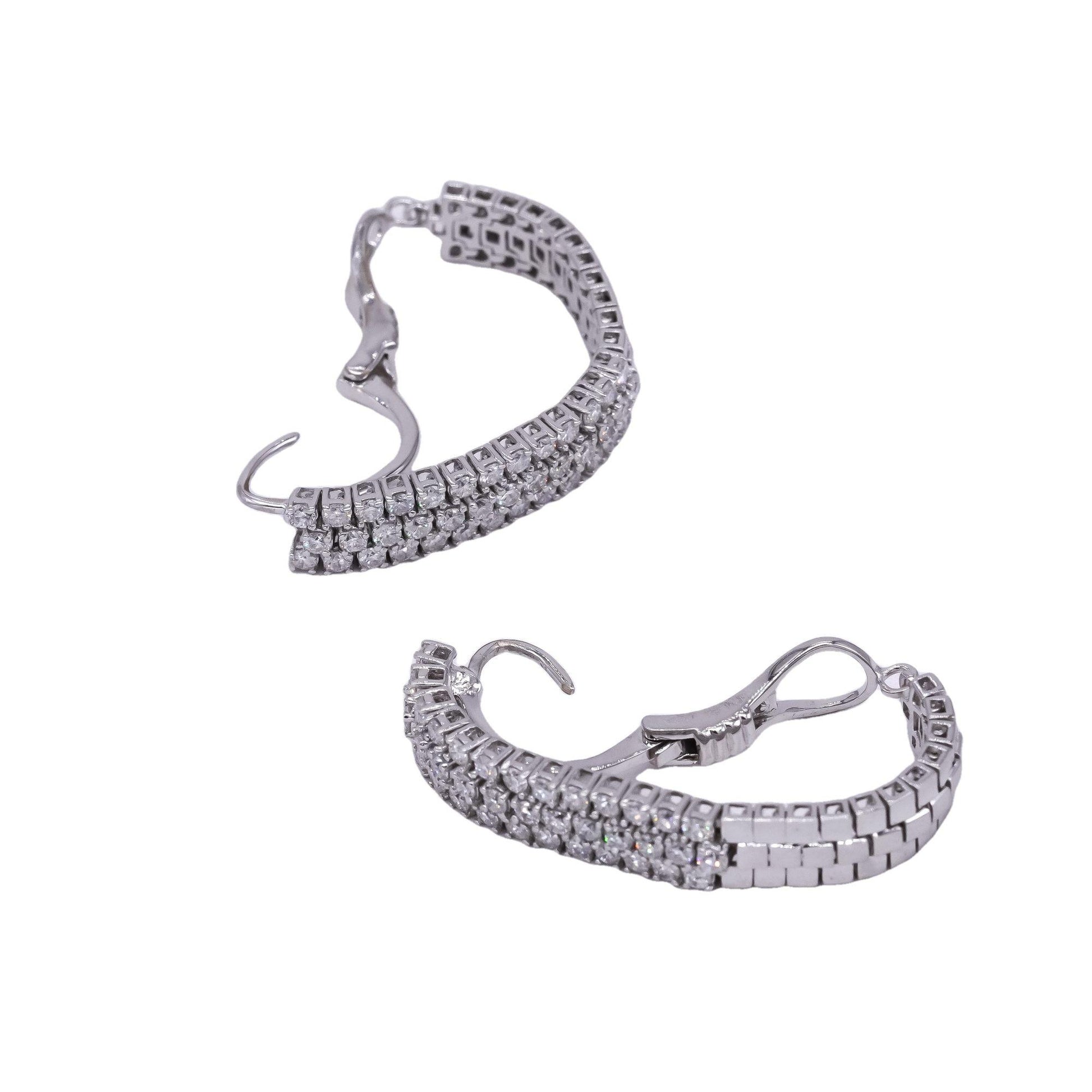 Designer 18k white gold jewelry 2.0CT diamond flexible huggie earrings