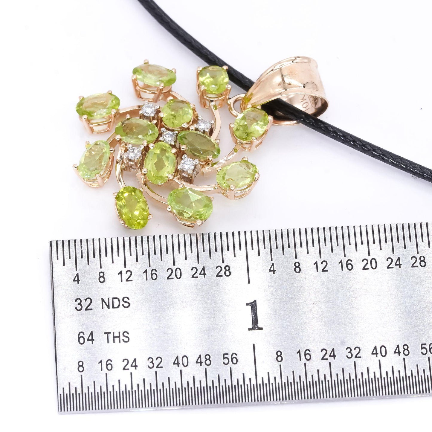 14k Yellow Gold 4.62ct Peridot + VS Diamond Jumbo Flower Pendant Necklace