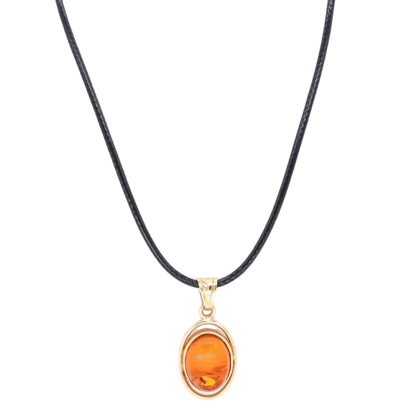 14k Yellow Gold Jewelry Amber Retro Pendant Necklace