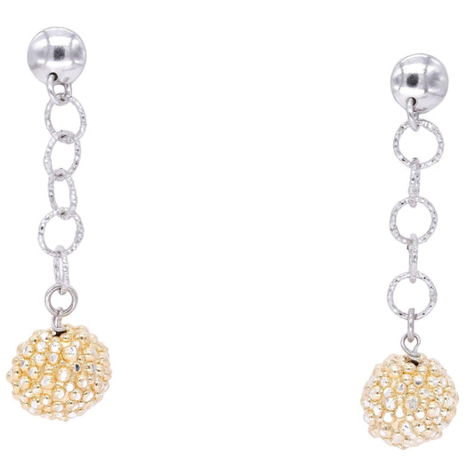 Sterling Silver Gold Plated Jewelry Drop Dangle Disco Ball Earrings