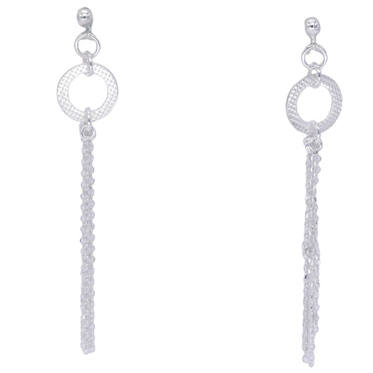 Sterling Silver Jewelry Drop Dangle Tassel Circle Earrings