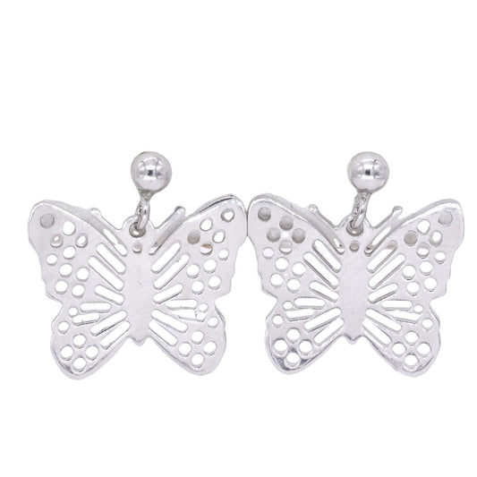 Sterling Silver Jewelry Butterfly Drop Dangle Stud Earrings