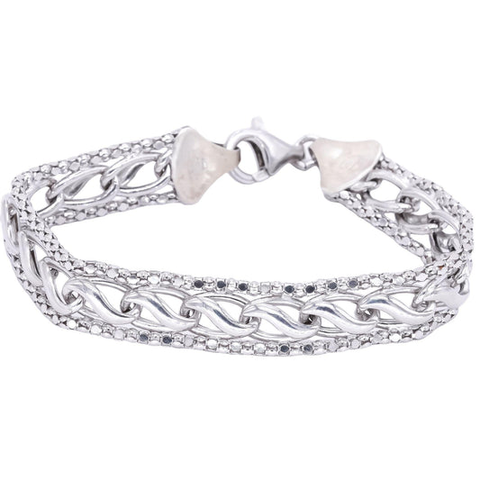 Sterling Silver Jewelry Fancy Wide Formal Link Bracelet