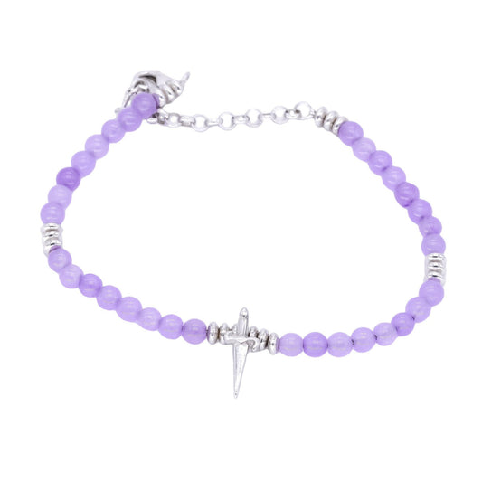 Paciotti Designer Sterling Silver Amethyst Bead Dagger Bracelet