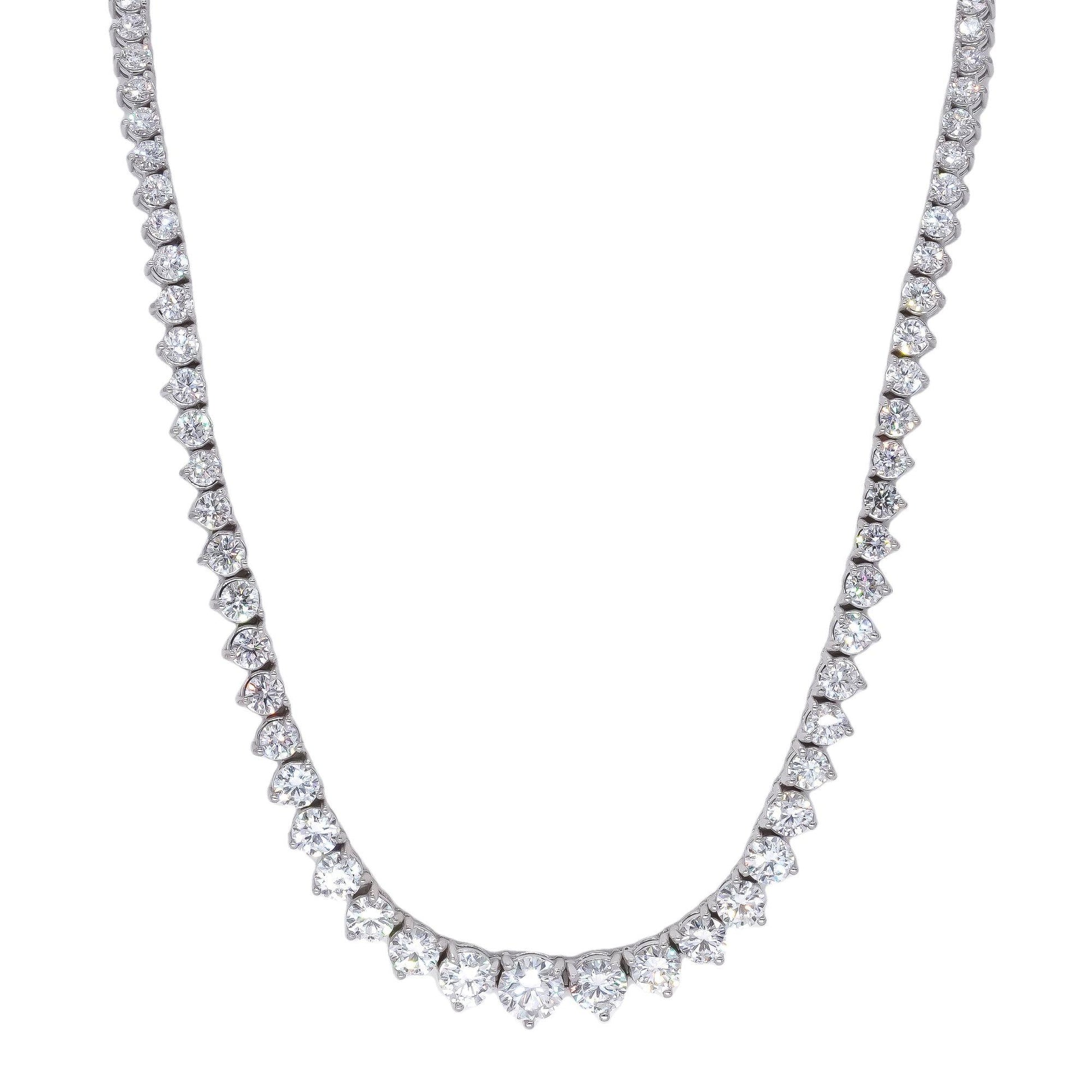 14k White Gold Jewelry 12.0CT VS Lab Grown Diamond Riviera Necklace