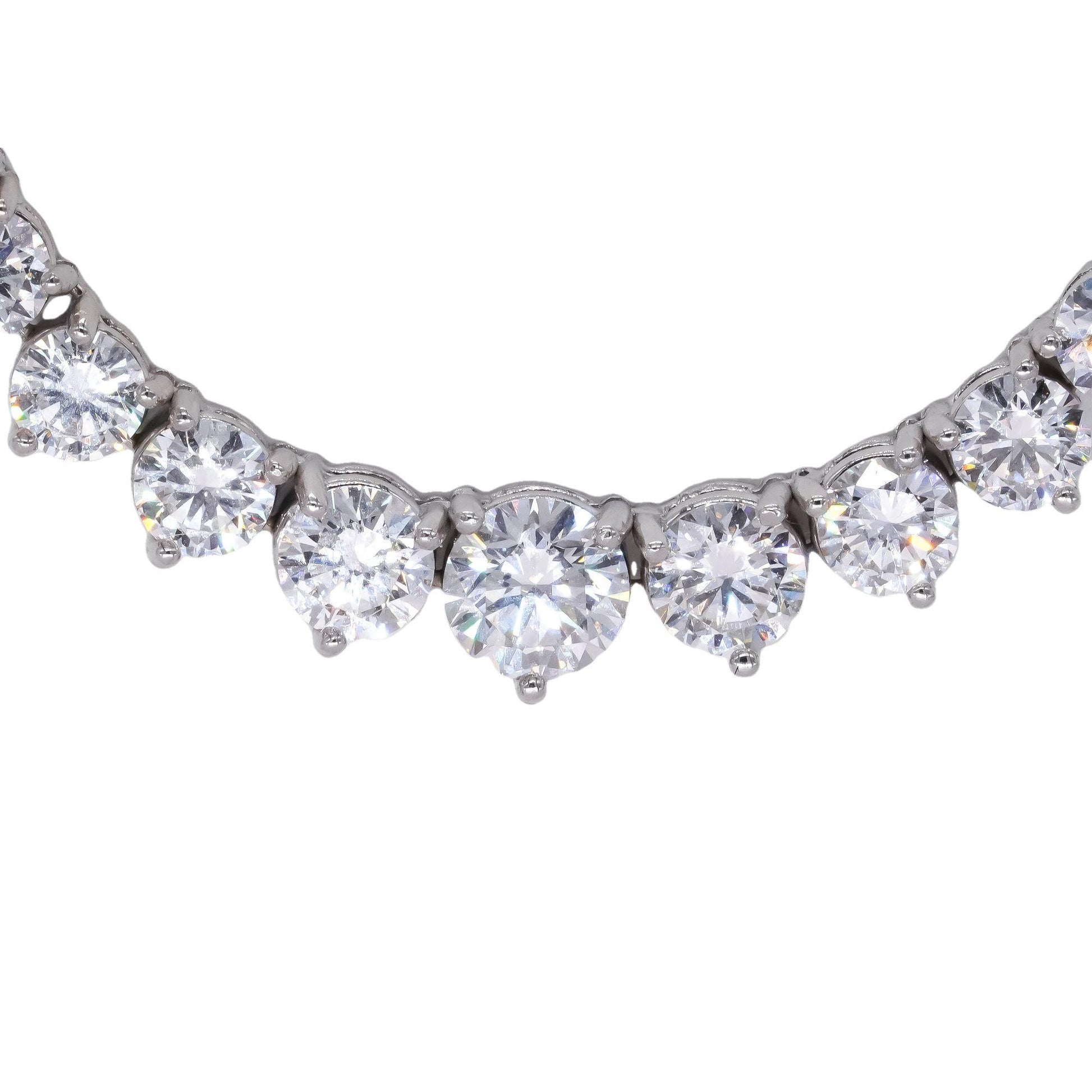 14k White Gold Jewelry 12.0CT VS Lab Grown Diamond Riviera Necklace