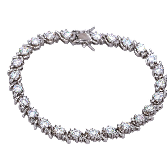 Sterling Silver Jewelry 10.0CT White Topaz Fancy Formal Tennis Bracelet