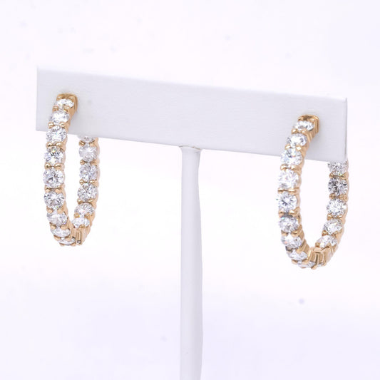 14k yellow gold jewelry 9.62CT VS Lab Grown diamond hoop earrings