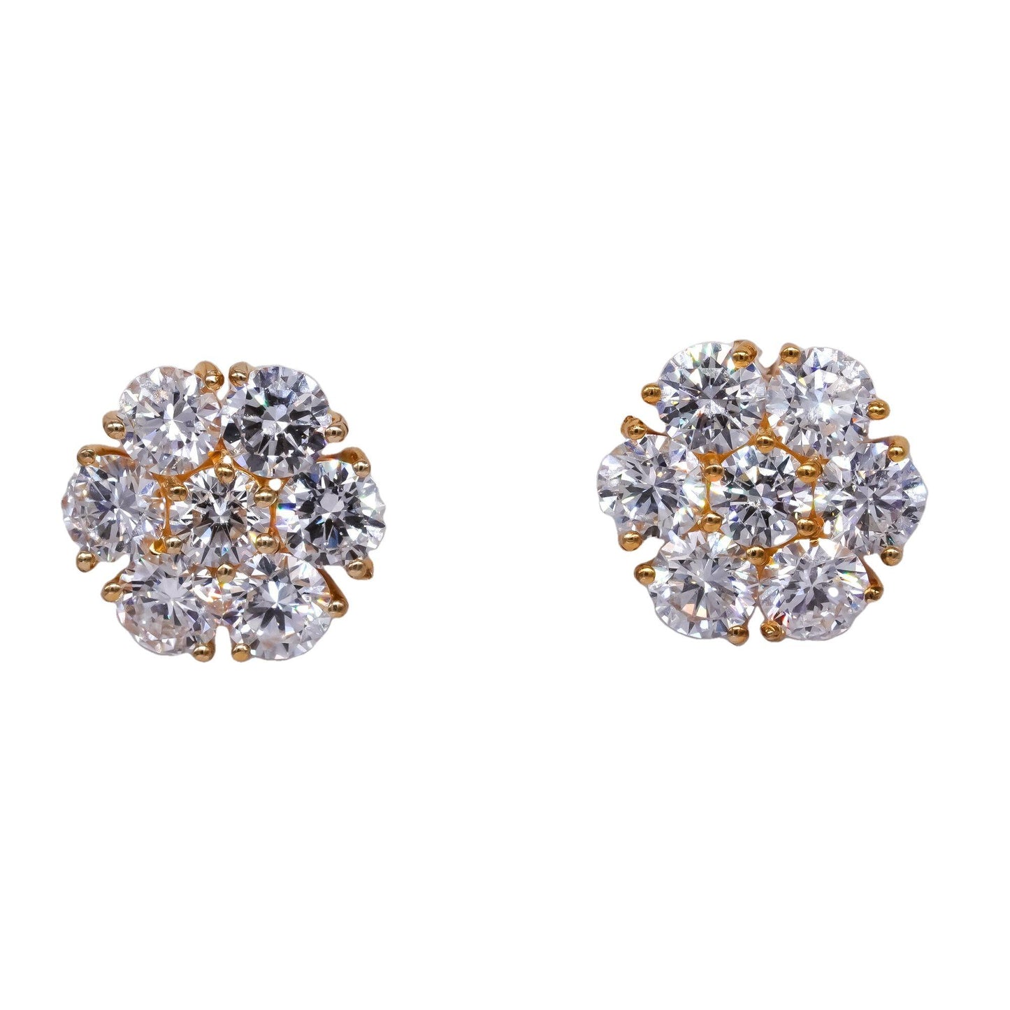 14k yellow gold 6.84CT VS Lab Grown diamond cluster stud screw back earrings