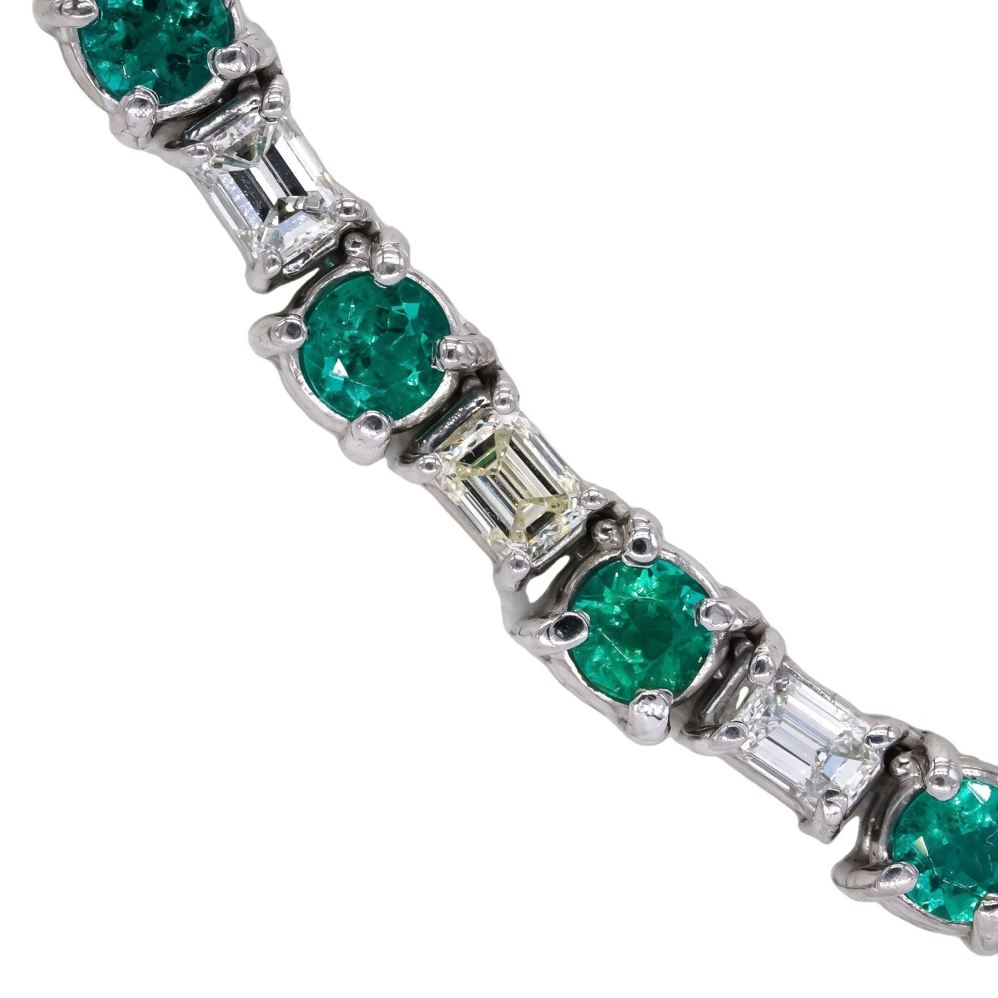 14k White Gold 34.31ct VS Diamond & Emerald Formal Link Necklace w/$168k Retail