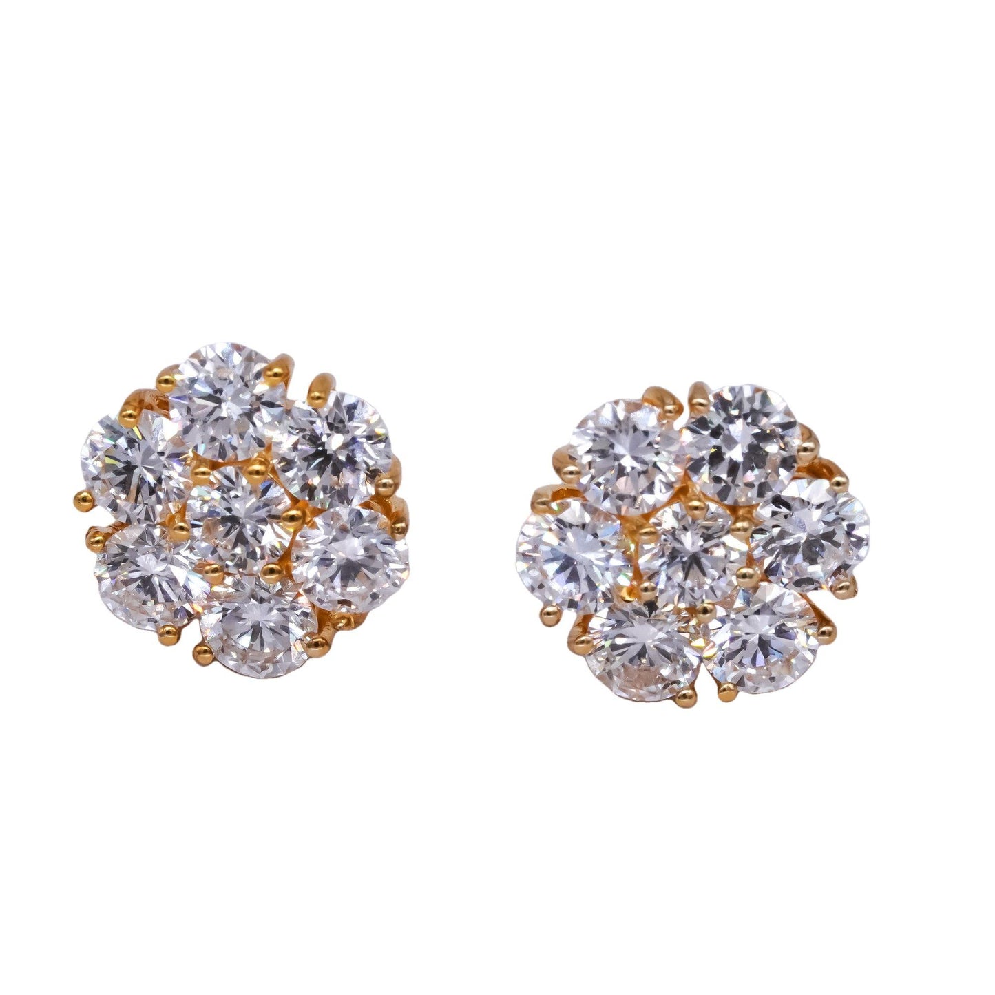 14k yellow gold 6.84CT VS Lab Grown diamond cluster stud screw back earrings