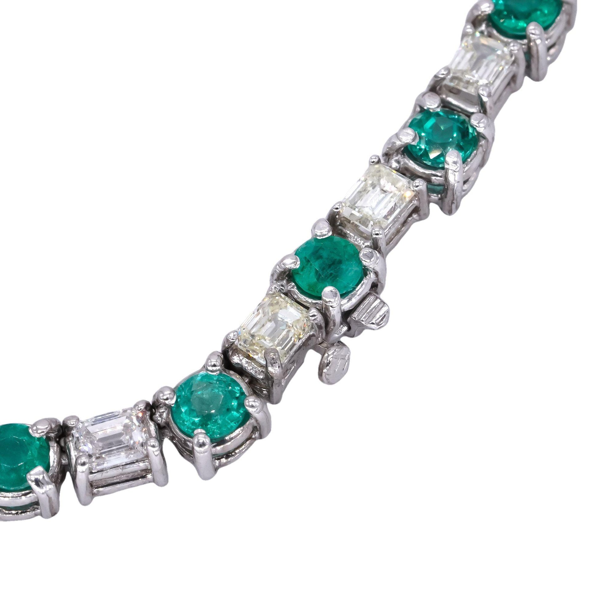 14k White Gold 34.31ct VS Diamond & Emerald Formal Link Necklace w/$168k Retail