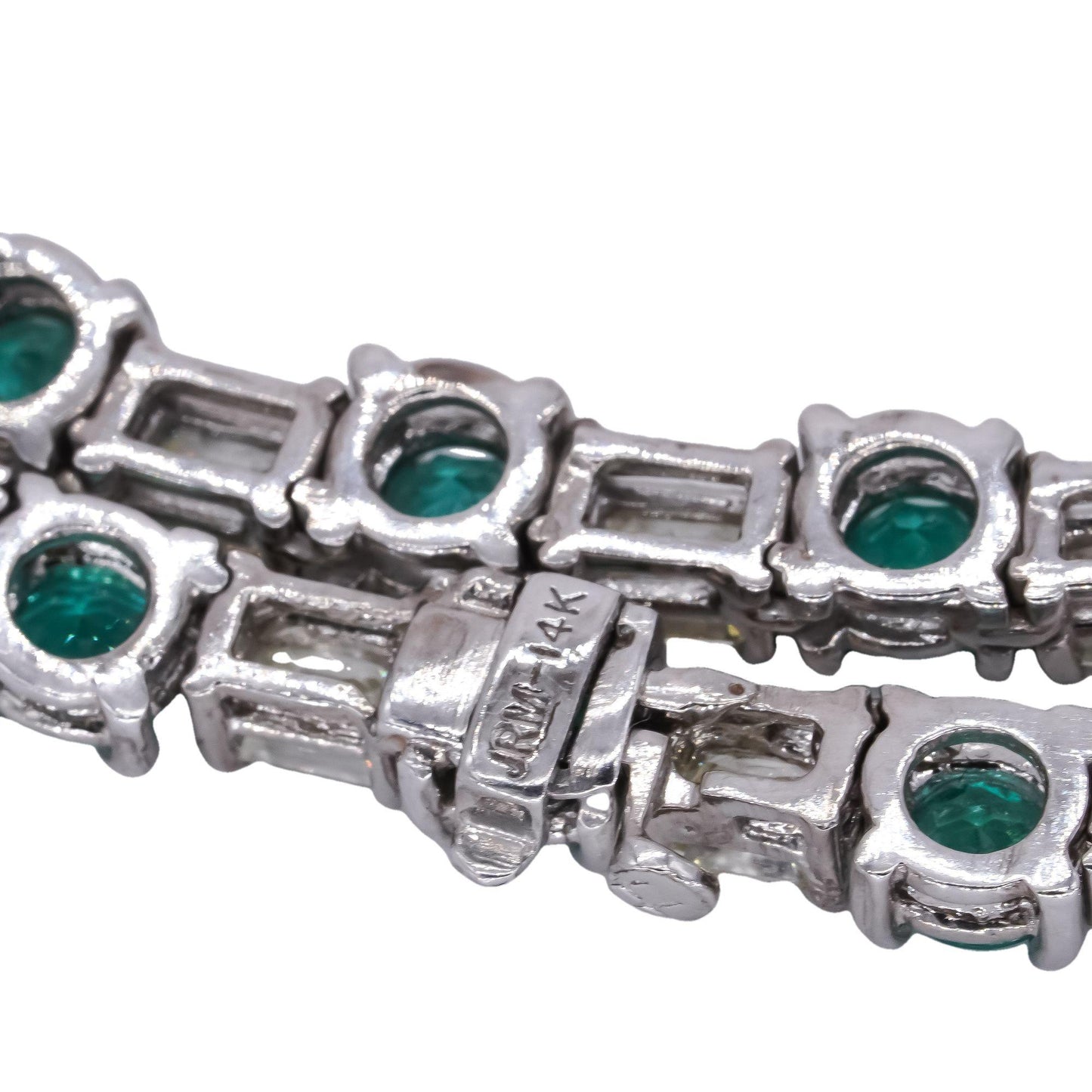 14k White Gold 34.31ct VS Diamond & Emerald Formal Link Necklace w/$168k Retail