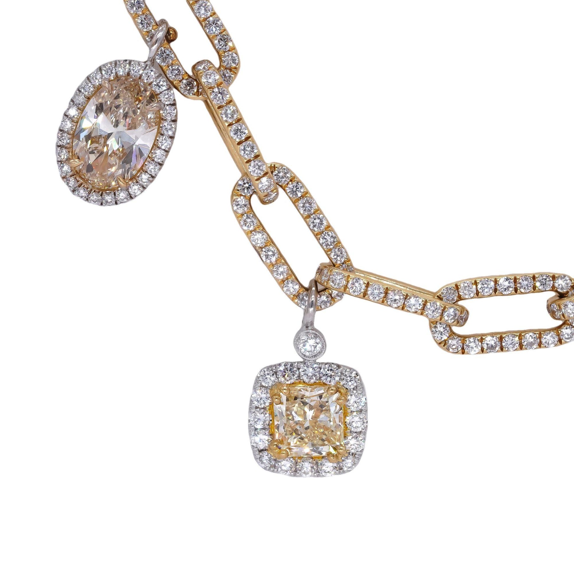 18k Yellow & White Gold 29.22CT Diamond Paperclip Dangle Necklace $105k Retail