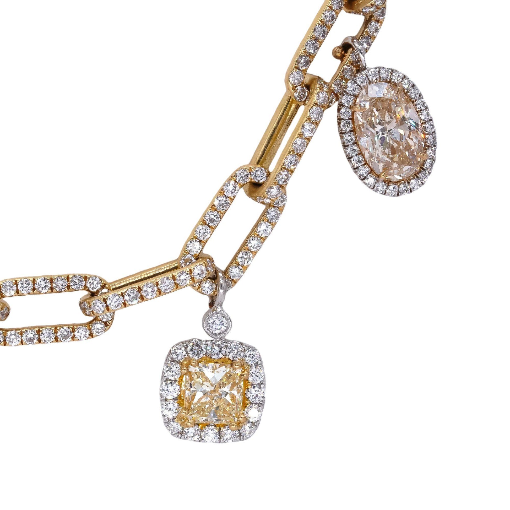 18k Yellow & White Gold 29.22CT Diamond Paperclip Dangle Necklace $105k Retail