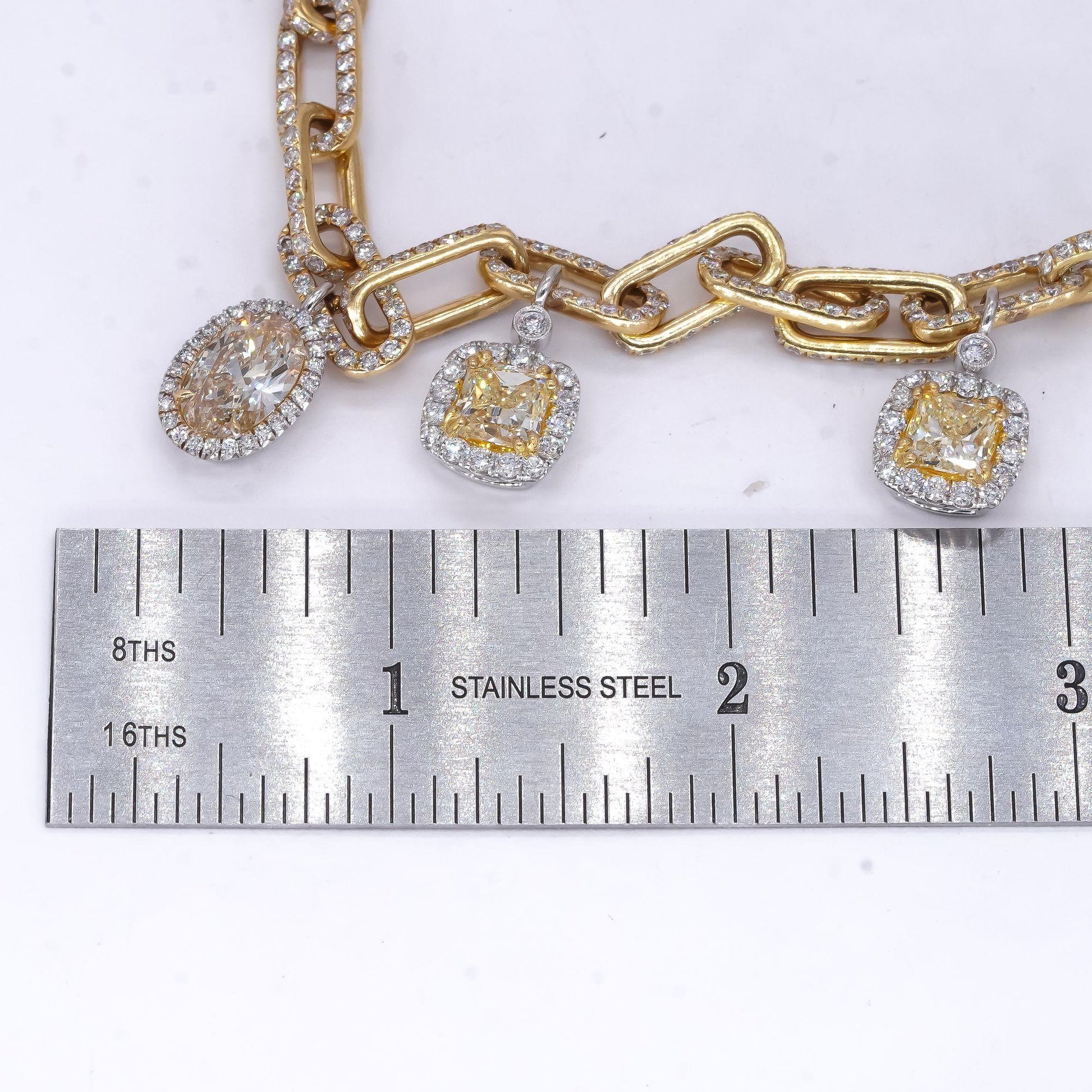 18k Yellow & White Gold 29.22CT Diamond Paperclip Dangle Necklace $105k Retail