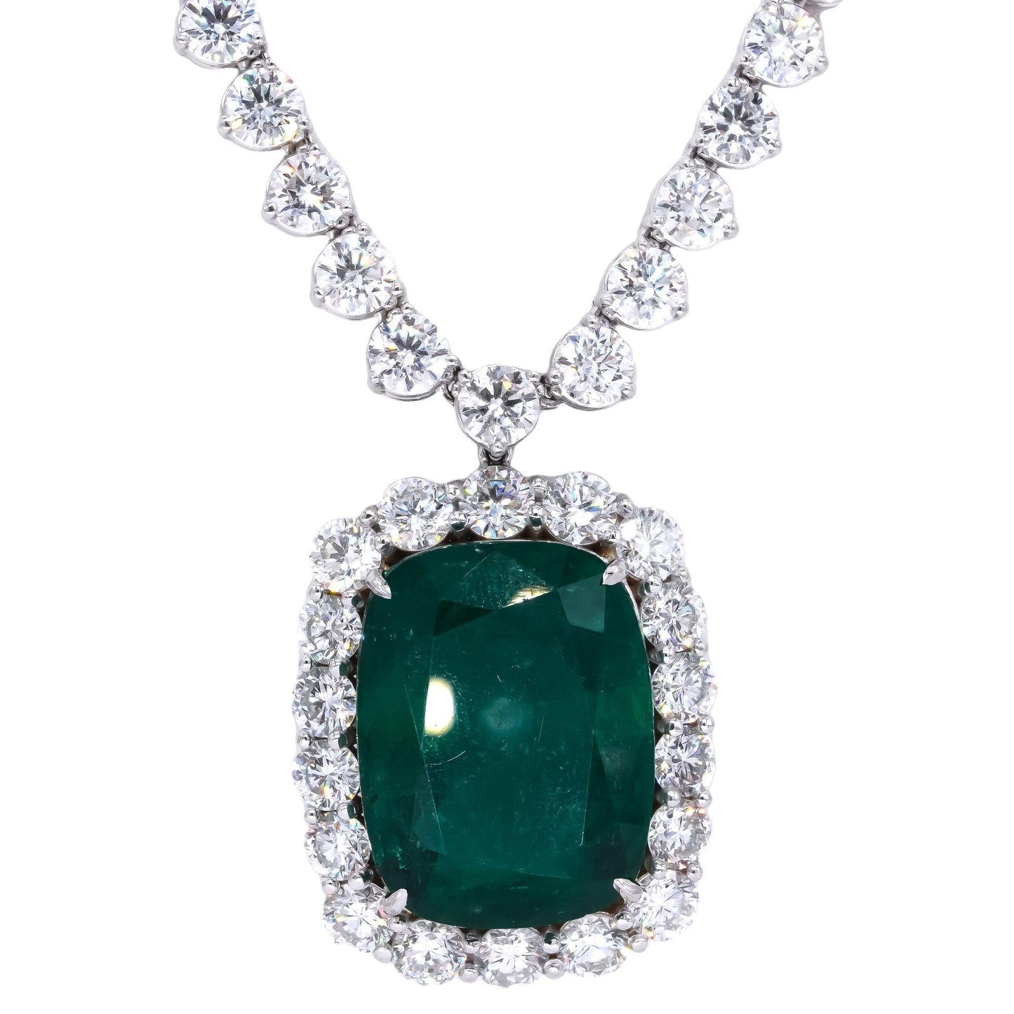 GRS Certified 18k Gold 83.52ct Diamond & Emerald Formal Necklace w/$1.35m Retail