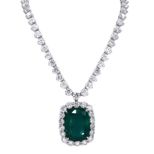 GRS Certified 18k Gold 83.52ct Diamond & Emerald Formal Necklace w/$1.35m Retail