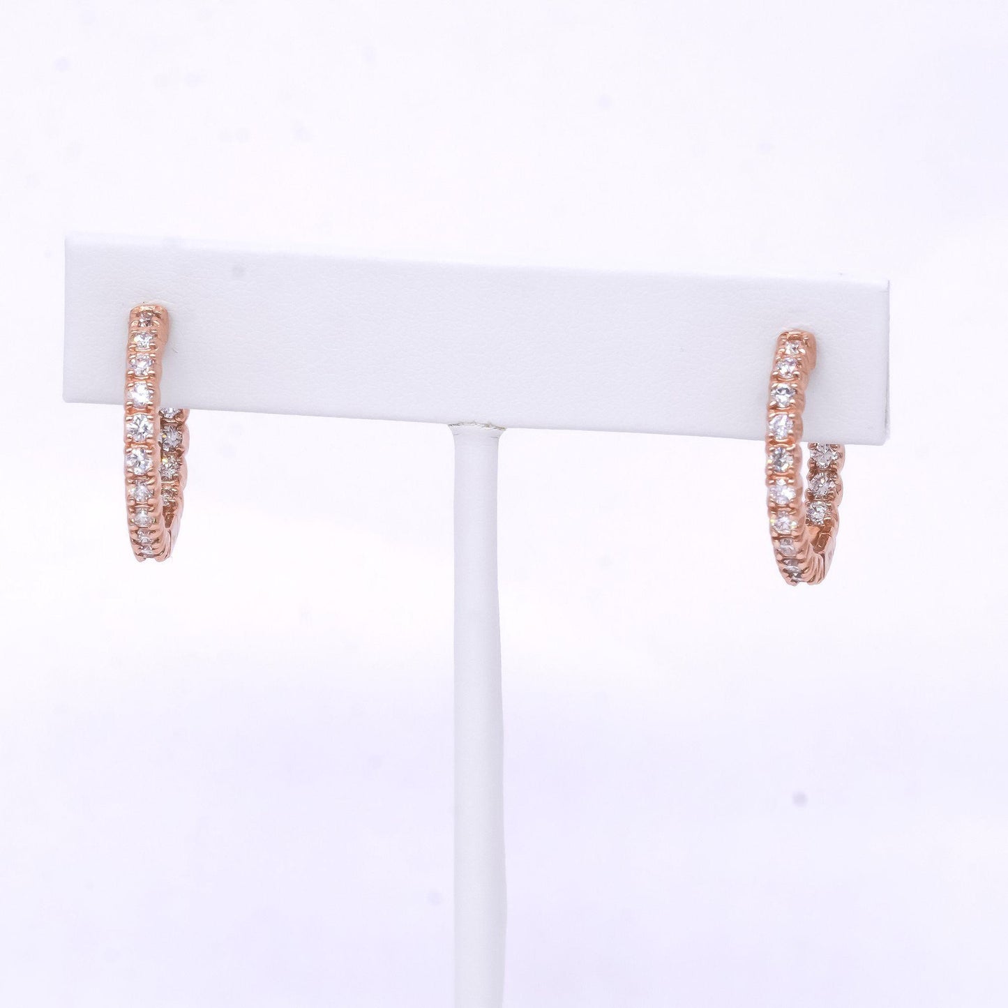 14k yellow gold 0.95CT VS Lab Grown in and out diamond hoop earrings