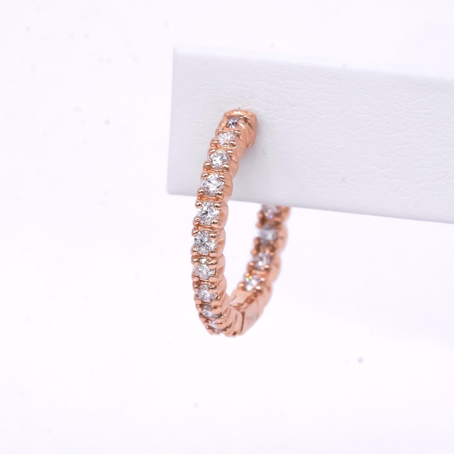 14k yellow gold 0.95CT VS Lab Grown in and out diamond hoop earrings