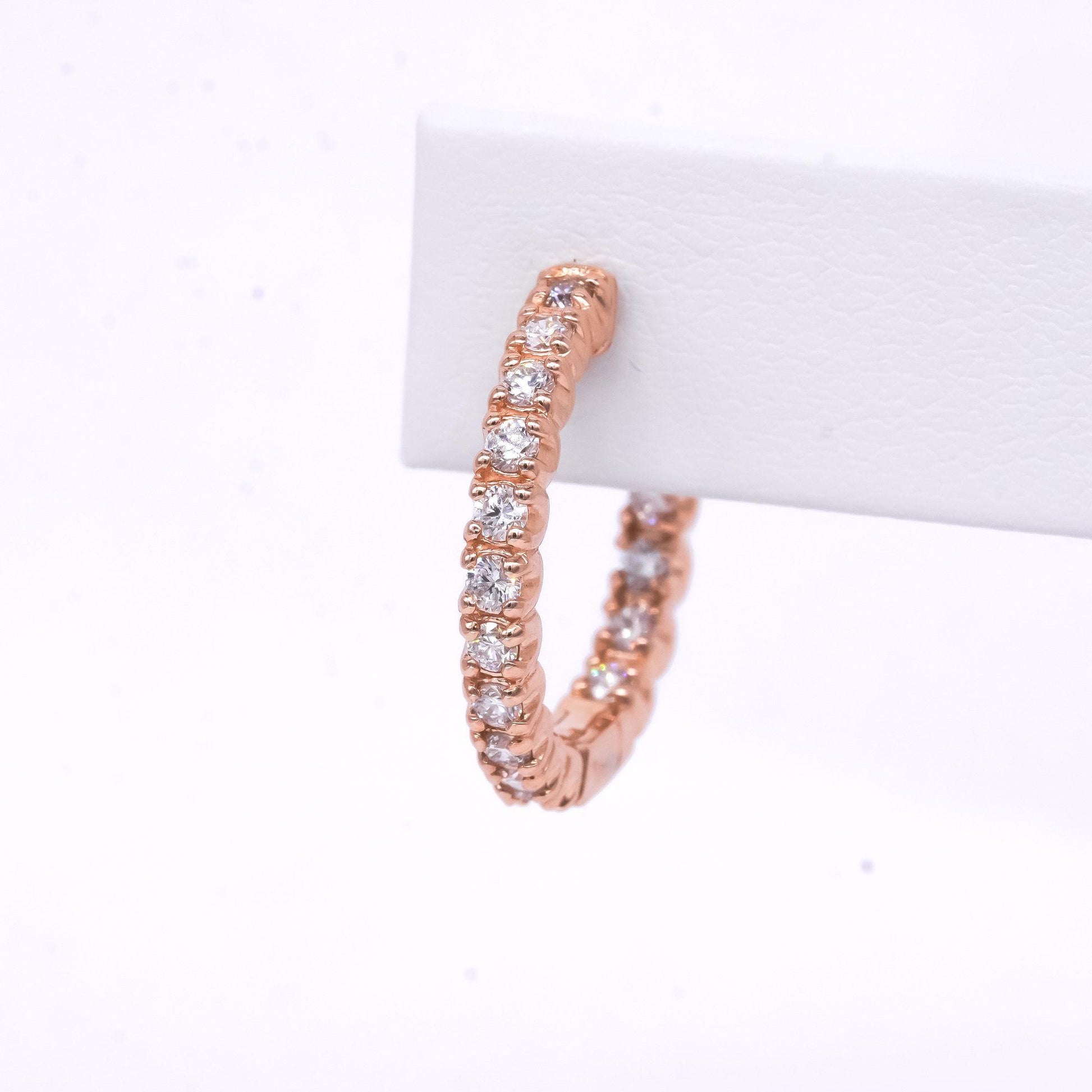 14k yellow gold 0.95CT VS Lab Grown in and out diamond hoop earrings