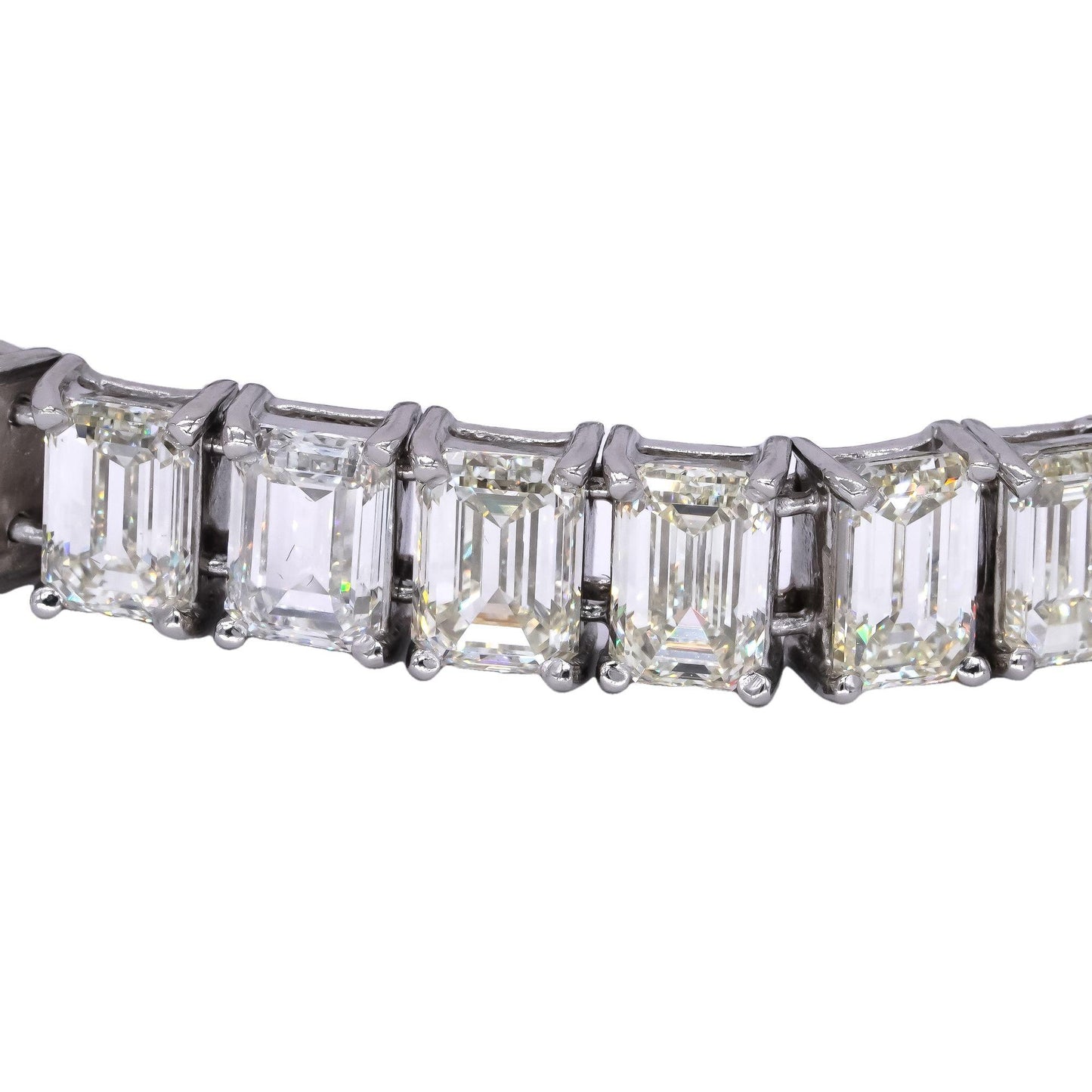 Platinum 31.28ct VS Emerald Cut Diamond Tennis Bracelet w/ $600k Retail