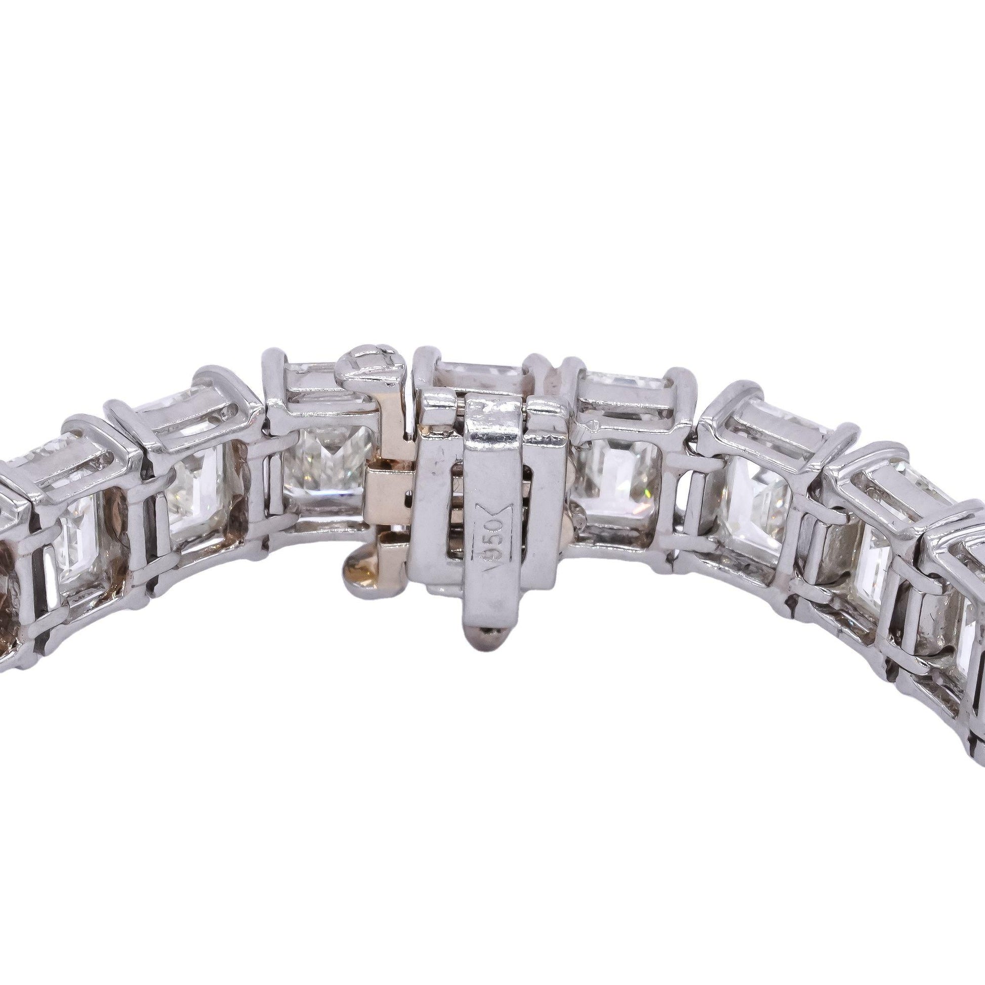 Platinum 31.28ct VS Emerald Cut Diamond Tennis Bracelet w/ $600k Retail