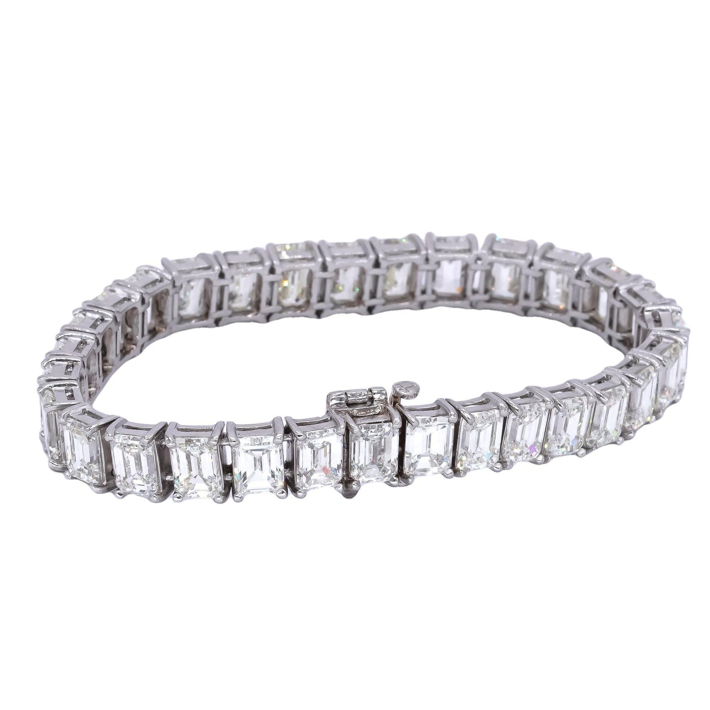 Platinum 31.28ct VS Emerald Cut Diamond Tennis Bracelet w/ $600k Retail