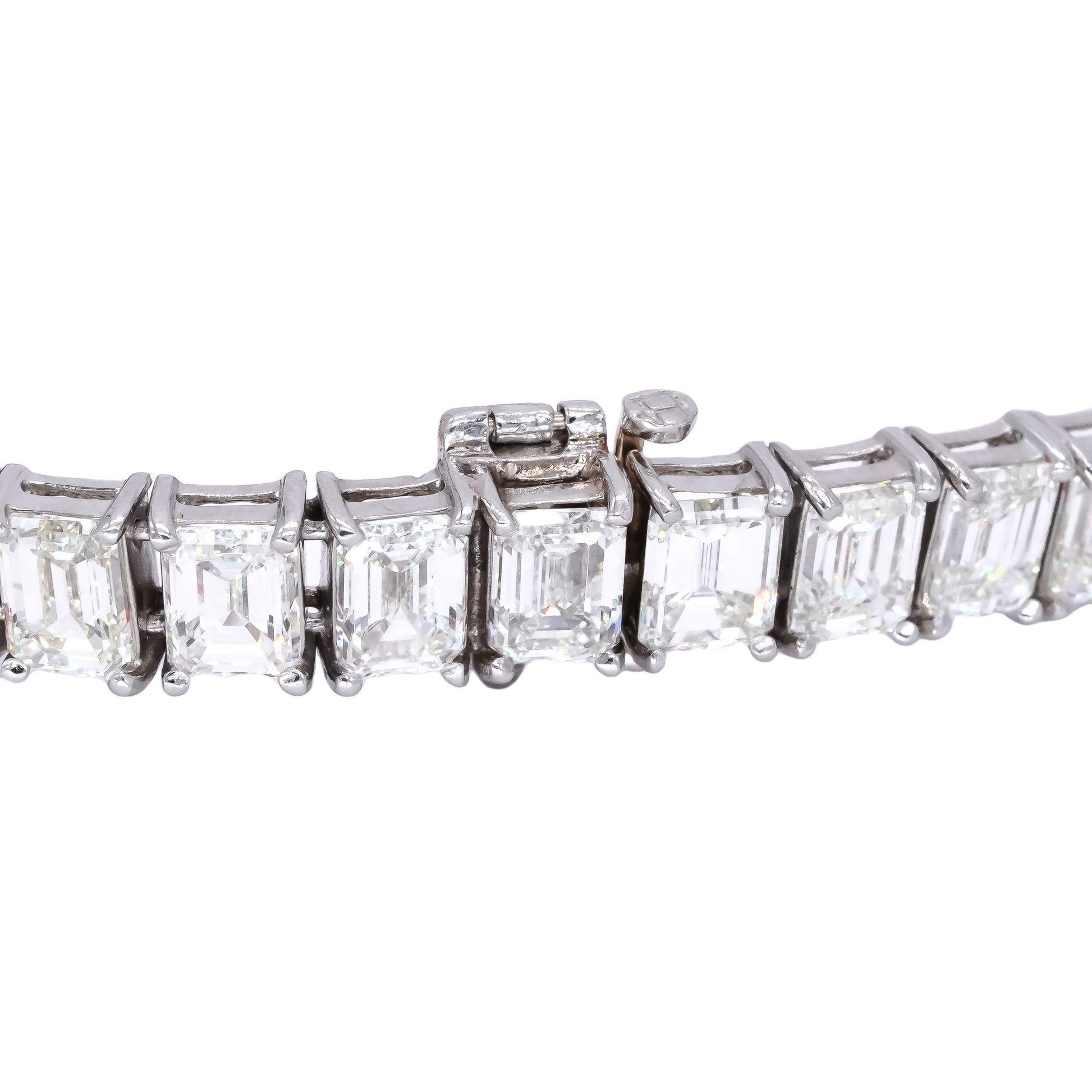 Platinum 31.28ct VS Emerald Cut Diamond Tennis Bracelet w/ $600k Retail