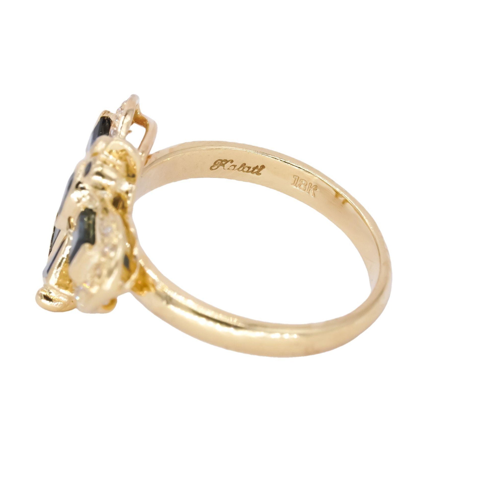 Kalati 18k Yellow Gold 0.55CT VS Diamond & Sapphire Butterfly Ring size 6