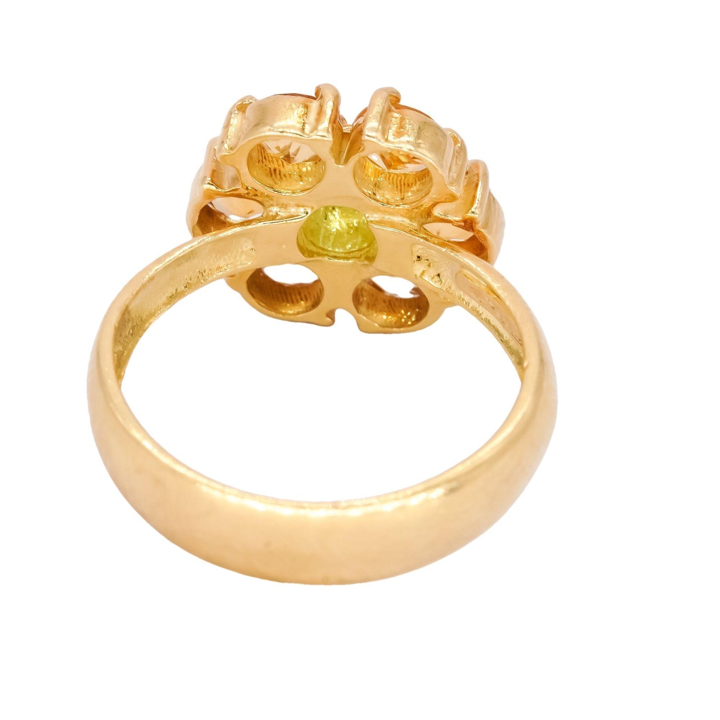 Damas Designer 18k Yellow Gold 1.50CT Peridot and Citrine Flower Ring size 6