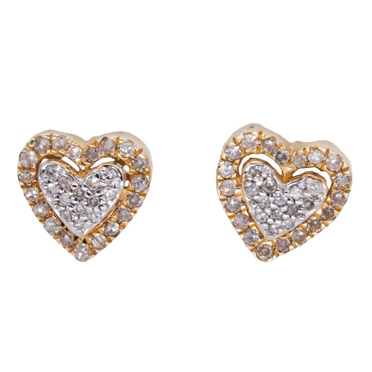 14k Yellow Gold 0.35ct Diamond Heart Shaped Stud Earrings