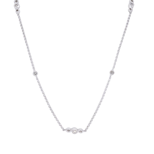 14k White Gold 0.25ct Diamond By The Yard Fancy Chain Necklace