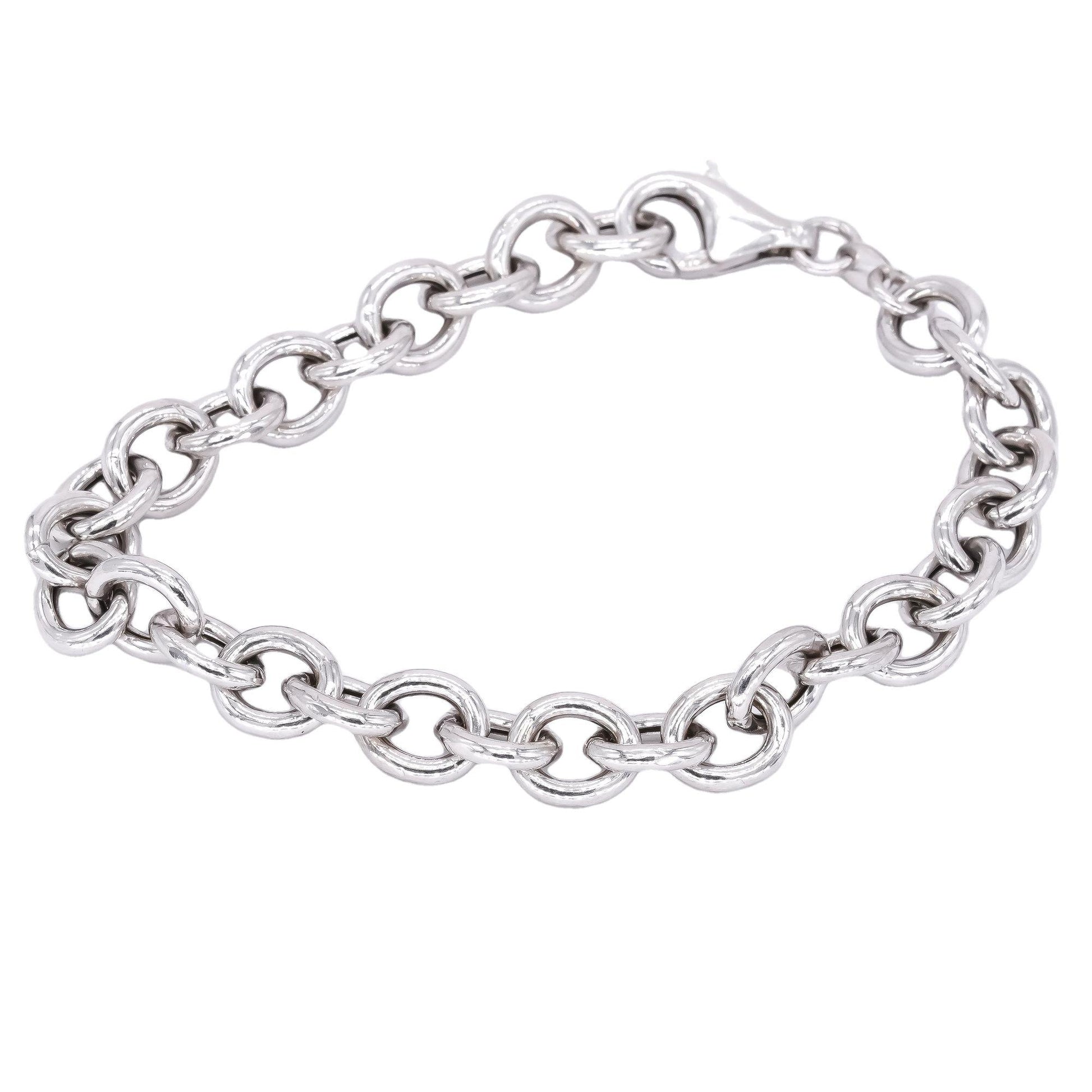 Sterling Silver Jewelry Open Circle Link Charm Bracelet