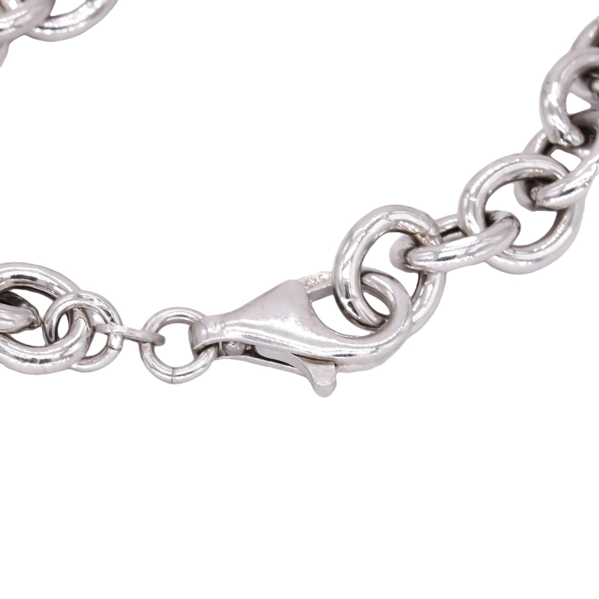 Sterling Silver Jewelry Open Circle Link Charm Bracelet