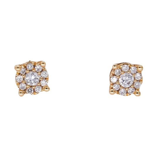 14k Yellow Gold Jewelry 0.10CT Diamond Cluster Stud Earrings