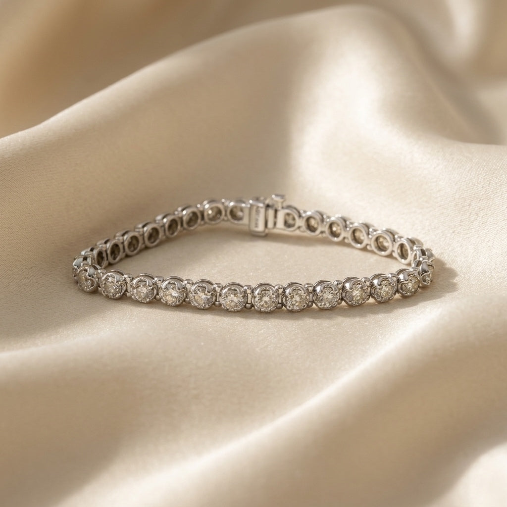 10k White Gold VS Round Natural Diamond Tennis Bracelet 10.0CT