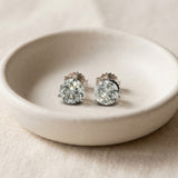 14k White Gold Round Diamond Martini Setting Stud Earrings 4.04CT