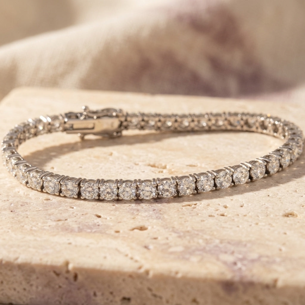 14k White Gold Round Diamond Tennis Bracelet 10.01CT