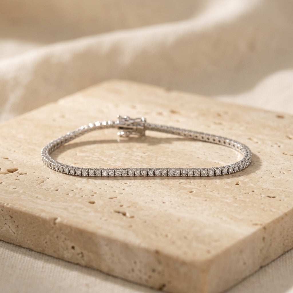 14k White Gold Round Diamond Tennis Bracelet 2.10CT