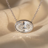 14k White Gold VS Oval Cut Lab-Grown Diamond Solitaire Pendant Necklace 0.98CT