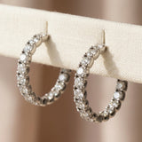 14k White Gold VS Round Diamond Inside Out Hoop Earrings 4.49CT