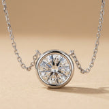 14k white gold VS round lab grown diamond solitaire pendant necklace 1.08ct