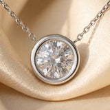 14k White Gold VS Round Lab-Grown Diamond Solitaire Pendant Necklace 1.56CT