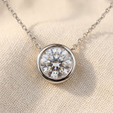 14k White Gold VS Round Lab-Grown Diamond Solitaire Pendant Necklace 2.02CT