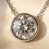 14k White Gold VS Round Lab-Grown Diamond Solitaire Pendant Necklace 2.50CT
