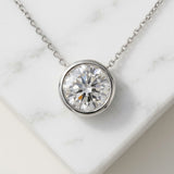 14k White Gold VS Round Lab Grown Diamond Solitaire Pendant Necklace 2.51ct