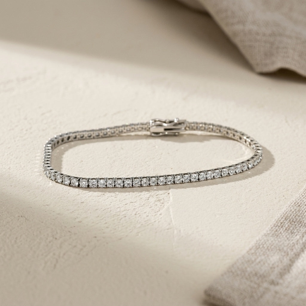 14k White Gold VS Round Natural Diamond Tennis Bracelet 3.63CT