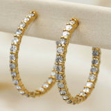 14k Yellow Gold Round Diamond Inside Out Circle Hoop Earrings 8.40CT