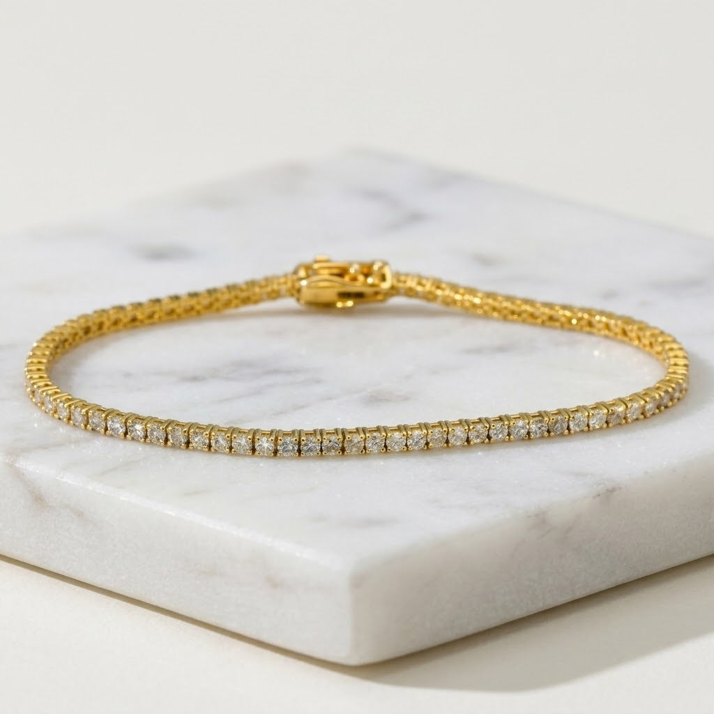 14k yellow gold round natural diamond tennis bracelet 2.73ct